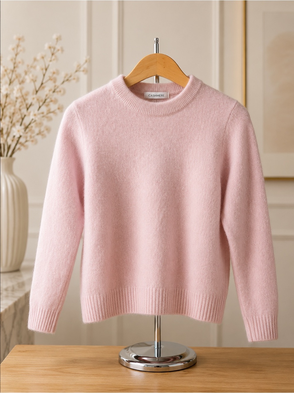 Girls Crewcuts Light Pink 100% Cashmere Crewneck Sweater